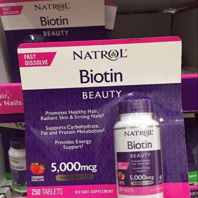 Kẹo ngậm biotin natrol 5000mg 250 viên