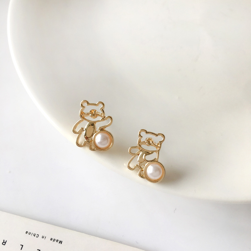 Khuyên Tai Nữ Trang Dáng Dài Tạo Hình Gấu Xinh Xắn