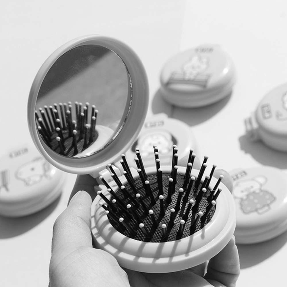 Qqmall Lược Tròn Tích Hợp Gương Kiểu Hoạt Hình Kpop Dễ Thương