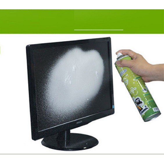 Chai xịt vệ sinh Màn hình PC & LAPTOP & Bàn Phím, Chuột xịt bọt tuyết siêu sạch đa năng 650ml+Tặng kèm hộp gel lấy bụi đ