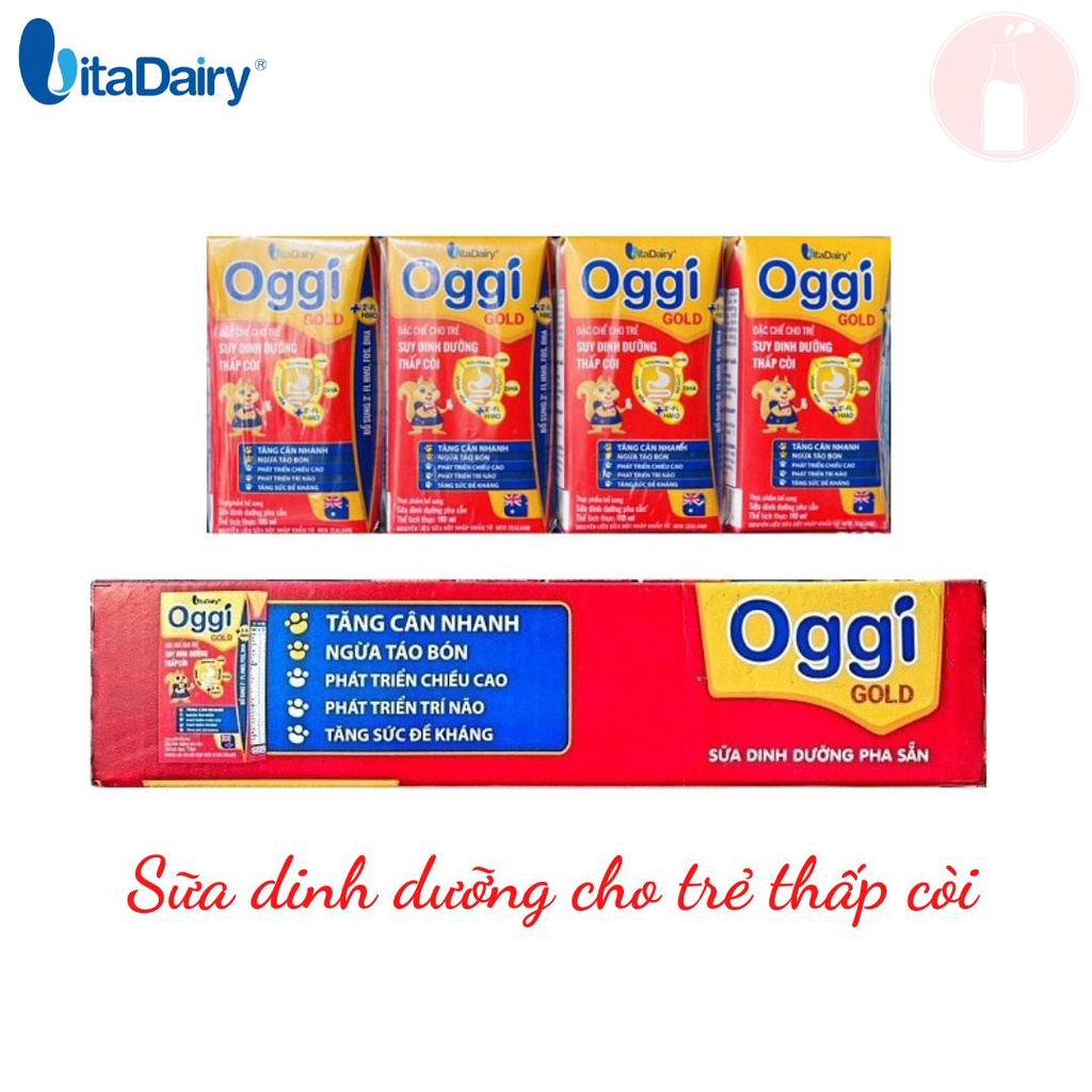 Thùng sữa pha sẵn Oggi Gold hộp 110ml Trẻ Suy Dinh Dưỡng Thấp Còi