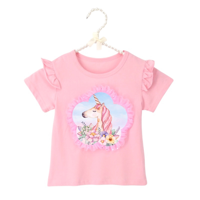 Áo Thun 100% Cotton Tay Ngắn In Hoạ Tiết Hoạt Hình 3D Thời Trang 2022 Dành Cho Bé Gái