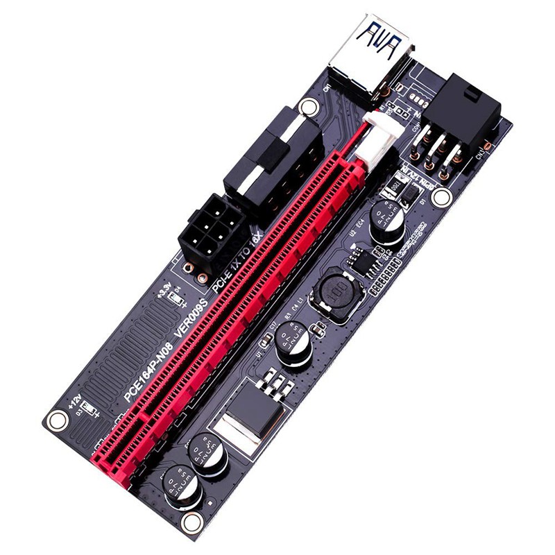 009S PCI-E Riser 1X to 16X USB PCI Express Riser Powered Adapter Card 60cm USB 3.0 Extension Cable for Bitcoin 6 Pcs