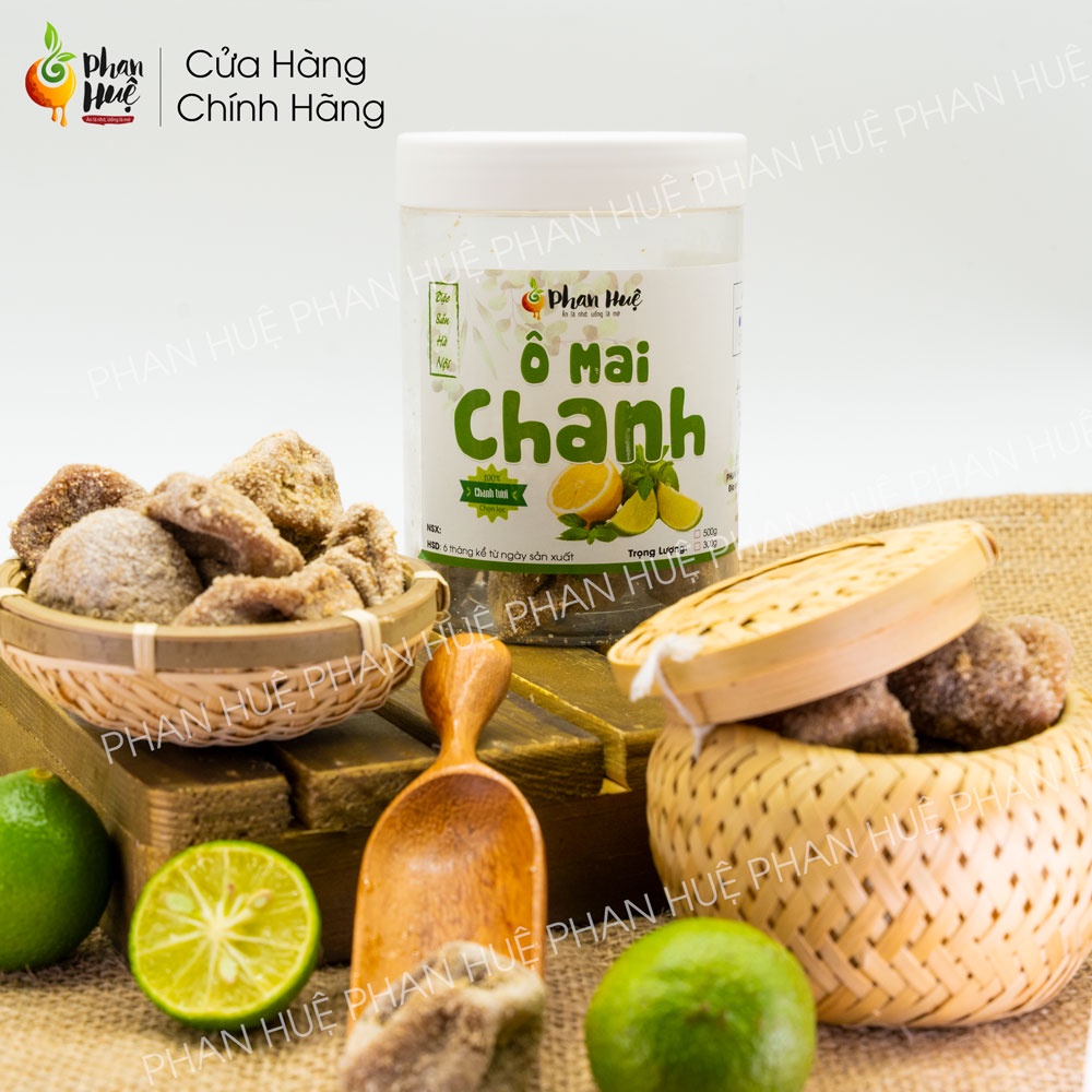Ô mai xí muội chanh muối chua mặn ngọt Phan Huệ hộp 100g 300g 500g giảm ho rát họng đặc sản Hà Nội