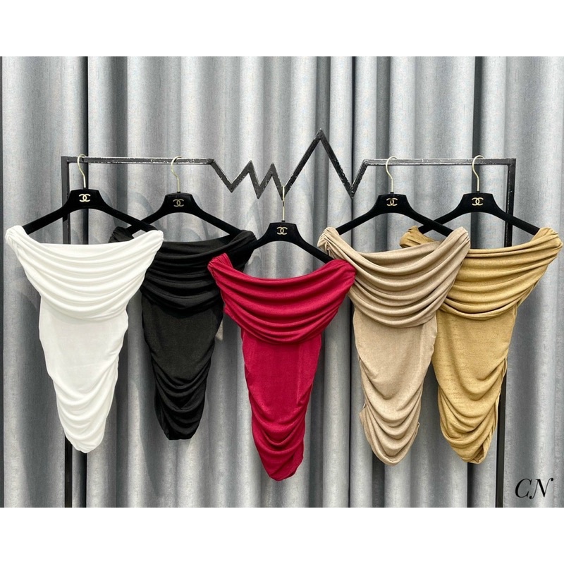 Áo thun nhũ bẹt vai bản to dáng ôm, Áo kiểu trễ vai sexxy co giãn AK7109 - NhiNhi Shop