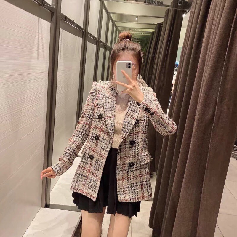 Áo blazer dạ tweed xuất dư