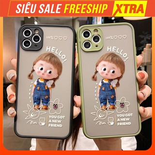 Ốp lưng iPhone viền nhám bảo vệ camera búp bê hello đáng yêu cute 6 6s se 7 7s 8 plus x xs xr 11 pro max OPCUTE010