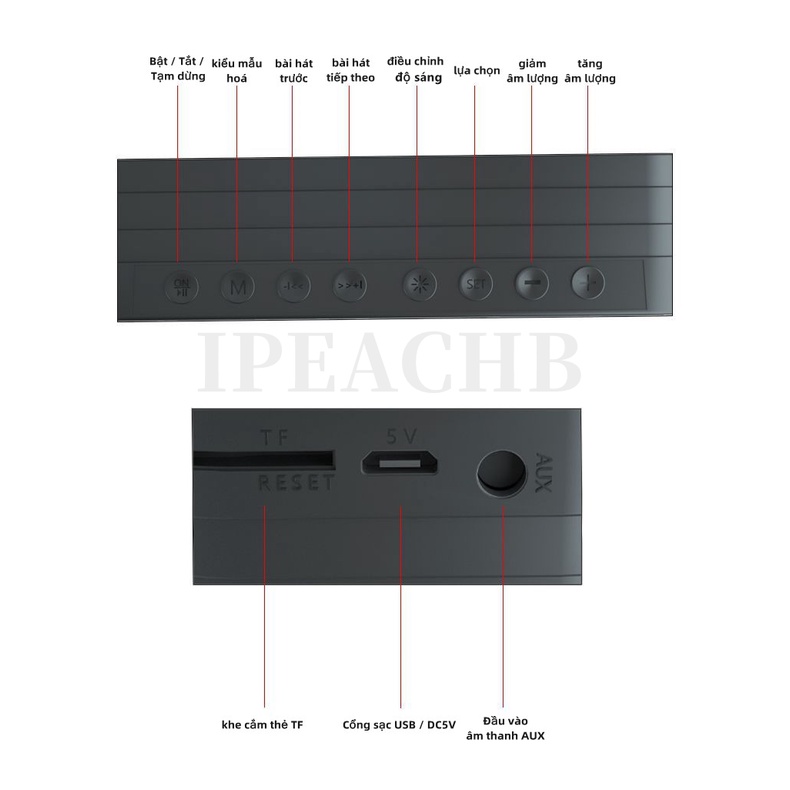 Loa bluetooth đồng hồ báo thức màn hình gương hiển thị đèn led cao cấp - hỗ trợ thẻ nhớ &amp; nghe FM