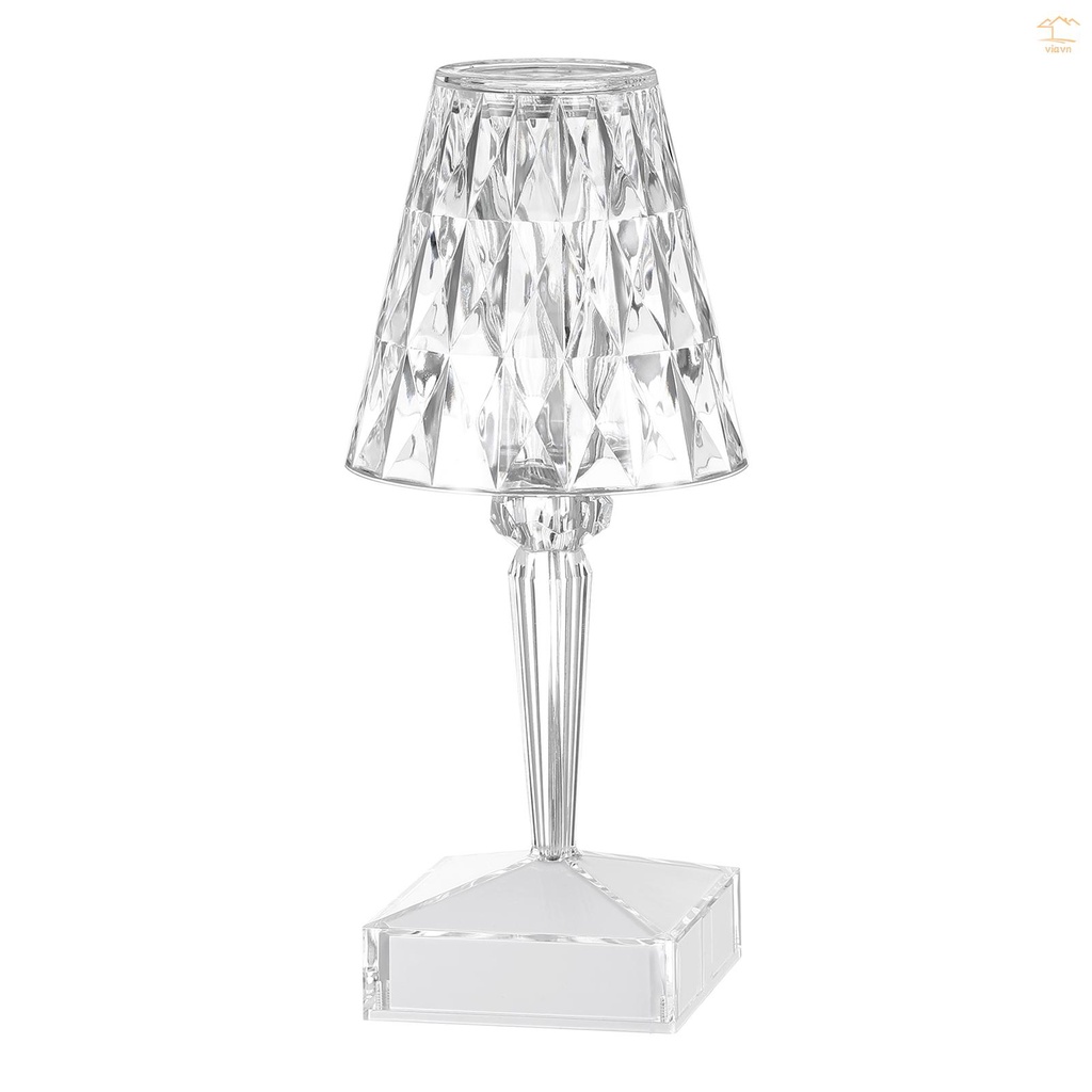 Đèn Ngủ Để Bàn Bằng Acrylic Hình Kim Cương Có Cổng Sạc USB Kèm Pin Điều Khiển Cảm Ứng