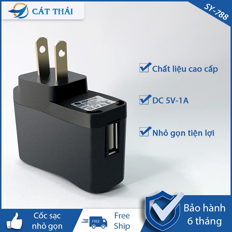 Cốc sạc SY-788 chất liệu nhựa ABS cao cấp, an toàn tốc độ sạc 1A có đèn LED thông báo, thiết kế nhỏ gọn dễ mang