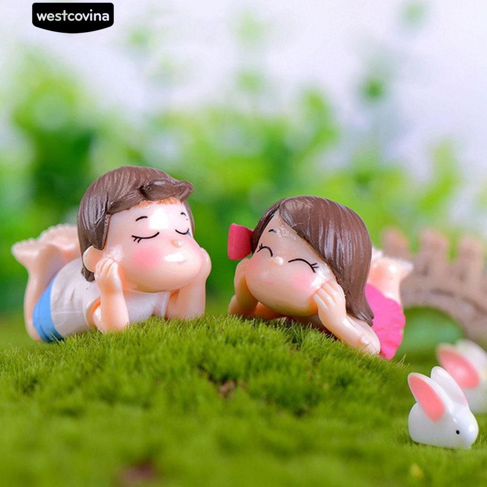 Set 2 Tượng Cặp Đôi Mini Dễ Thương Cho Trang Trí
