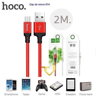 Cáp sạc dây dù Hoco X14 dài 1M, 2M - cổng MicroUSB - Hỗ Trợ Sạc Nhanh✓Chất Lượng Cao ✓Bảo Hành 3 Tháng
