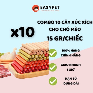 COMBO 10 Cây Xúc Xích Ăn Liền Cho Chó Mèo 15G Vị Bò Gà Vịt - EASYPET