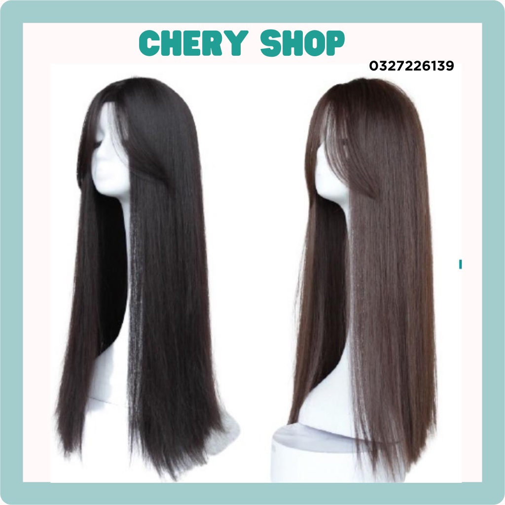 Tóc giả nữ đẹp nguyên đầu thẳng hai mái bay mẫu mới siêu hot tặng kèm lưới trùm wig mã 2061