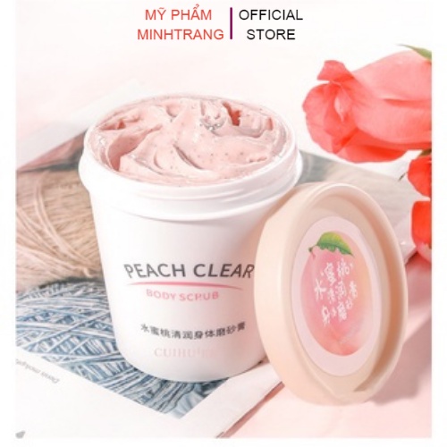 Tẩy tế bào chết body đào Peach Clear 200ml,kem tẩy da chết làm sạch sâu,dưỡng trắng sáng,giữ ẩm,mềm mại ,thải độc tố da