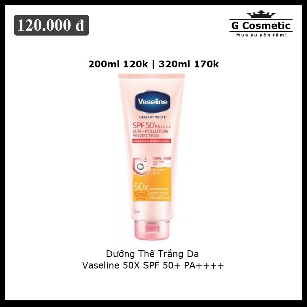 Dưỡng Thể Trắng Da Vaseline 50X SPF 50+ PA++++ 320ml