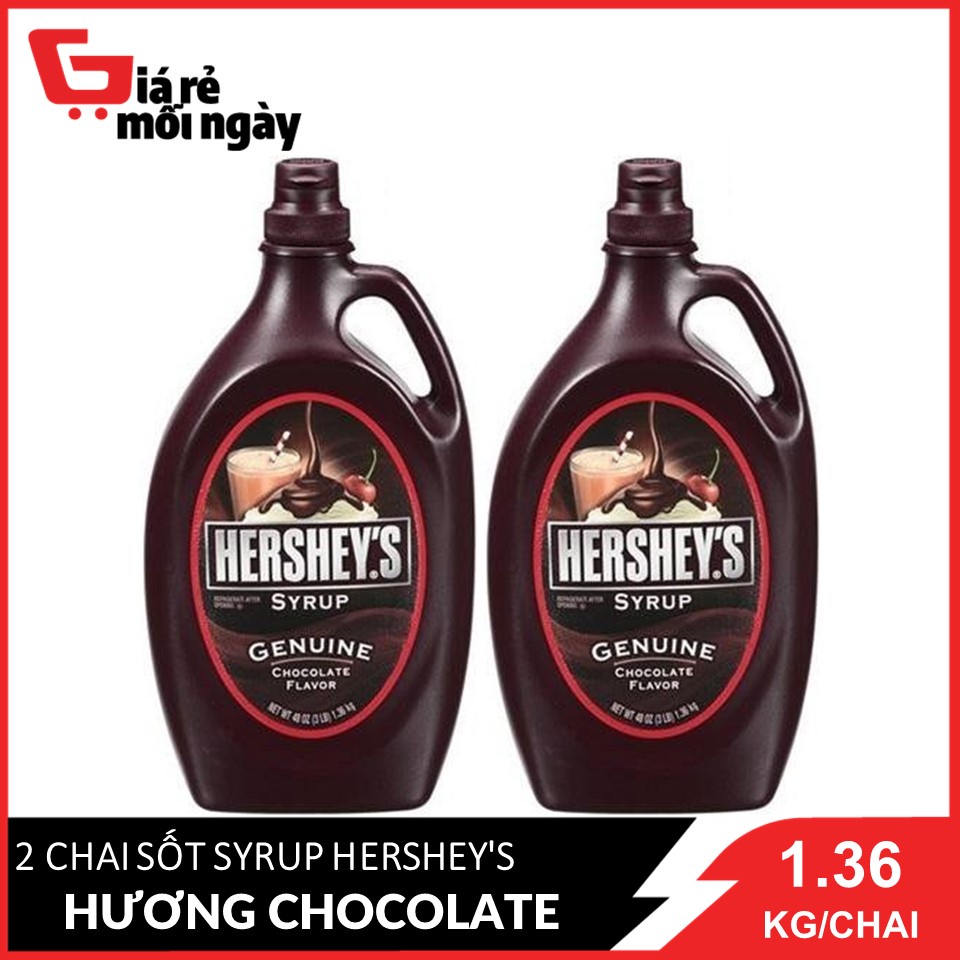 Combo 2 chai Sốt Syrup Hershey's  Hương Chocolate (Genuine Chocolate Flavor) 1.36kgx2