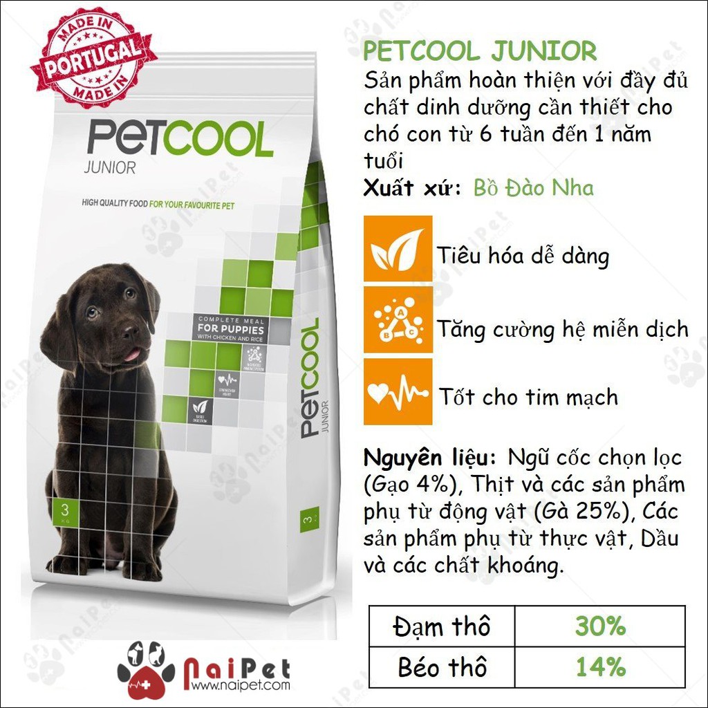 Thức Ăn Hạt Cho Chó Trưởng Thành Cỡ Lớn Petcool Daily Fresh Hộp 500g