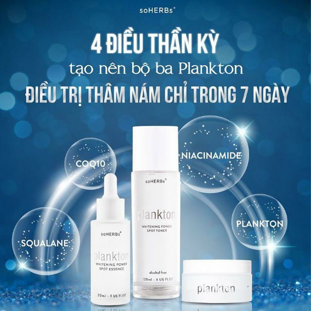 BỘ PLANKTON GIẢM NÁM, TÀN NHANG, DƯỠNG TRẮNG DA, CHỐNG LÃO HÓA SOHERBS (BỘ LỚN)