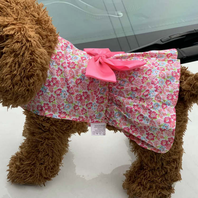 Đầm hoa đính nơ dễ thương cho thú cưng