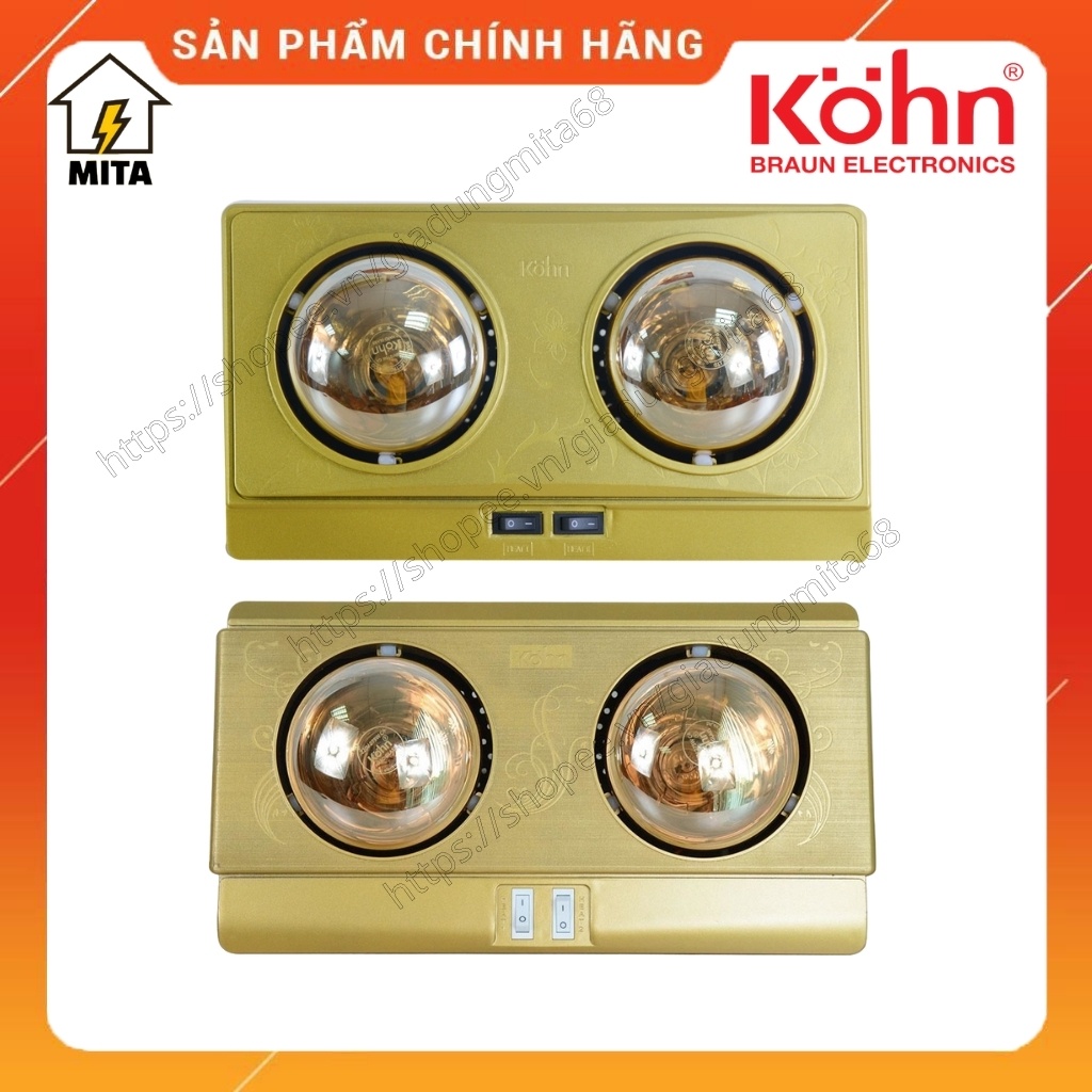 Đèn sưởi nhà tắm 2 bóng Kohn (KN02G,KP02G) - Chính hãng bảo hành 5 năm - MITA