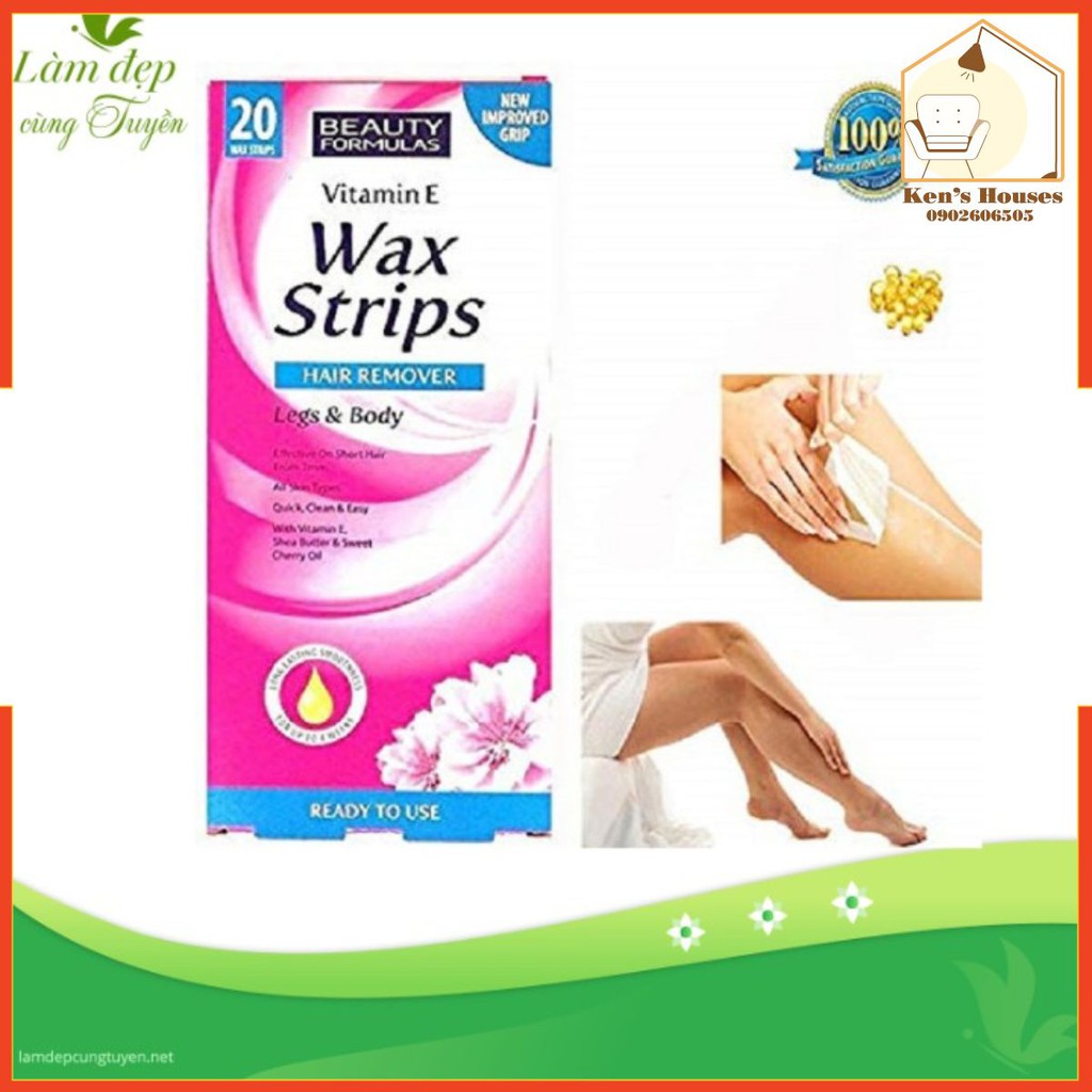 Miếng dán tẩy lông Beauty Formulas Wax Strips Legs and Body - 20 miếng | BigBuy360 - bigbuy360.vn