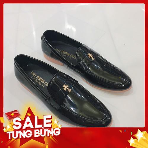 Giày tây nam da bóng đai kim loại chữ thập vàng lịch lãm hàng cao cấp giá rẻ( Vina Store ) - Siêu HOT