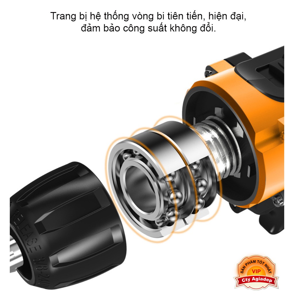 Máy bắt vít, Máy khoan siêu xịn 2 Pin sạc 25W Đa tốc độ mạnh mẽ + Vali nhiều phụ kiện
