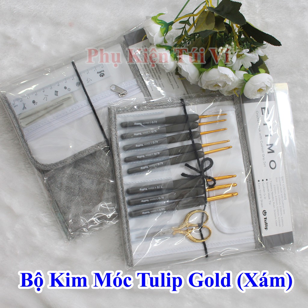 Bộ kim móc tulip gold / tulip xám