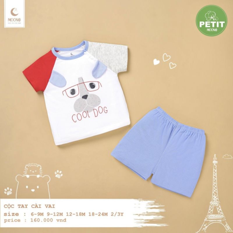 Moon - Bộ cộc cài vai Moon chất petit cho bé 6-16kg