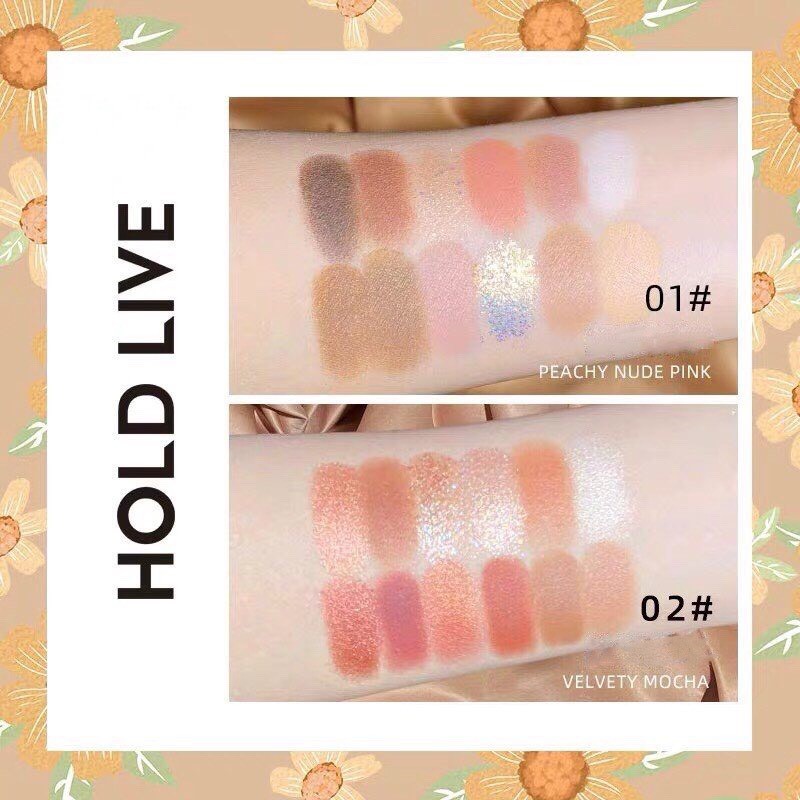 Bảng phấn mắt 12 màu bánh mì HOLD LIVE Afternoon Garden Eyeshadow Palette tông cam đào hồng đất hot trend HL470 HLIV69