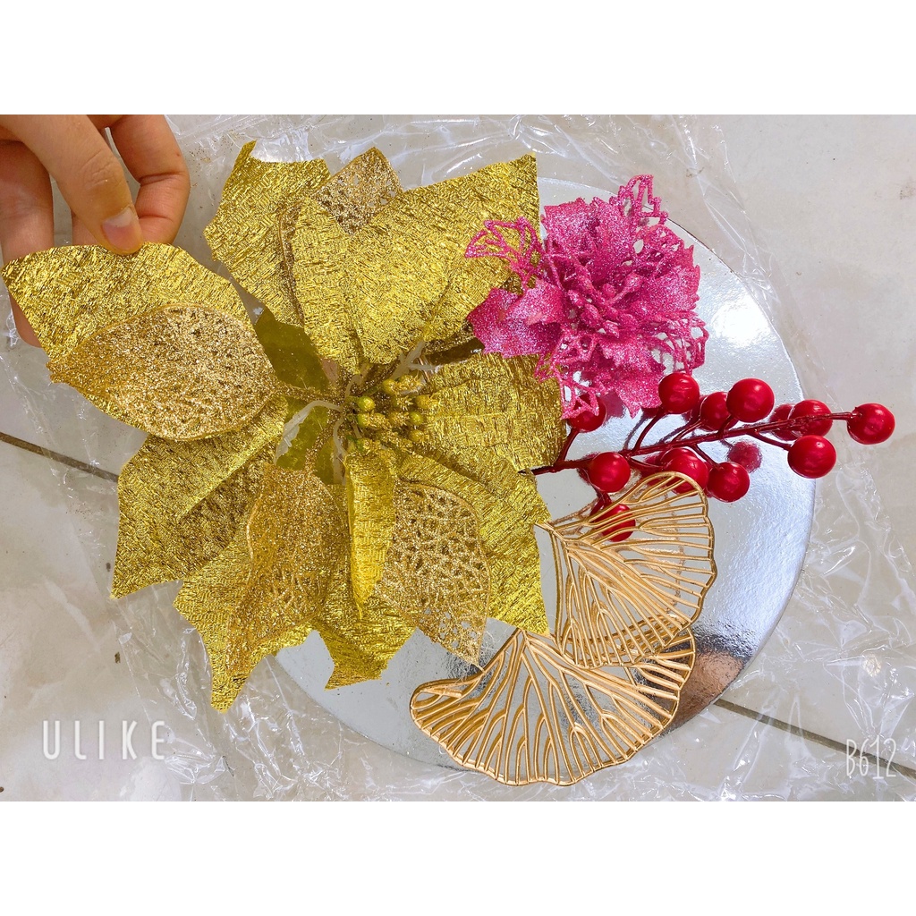 Sét phụ kiện hoa lá cành trang trí oản,tháp bánh,bia và nước ngọt thờ tết,đi lễ