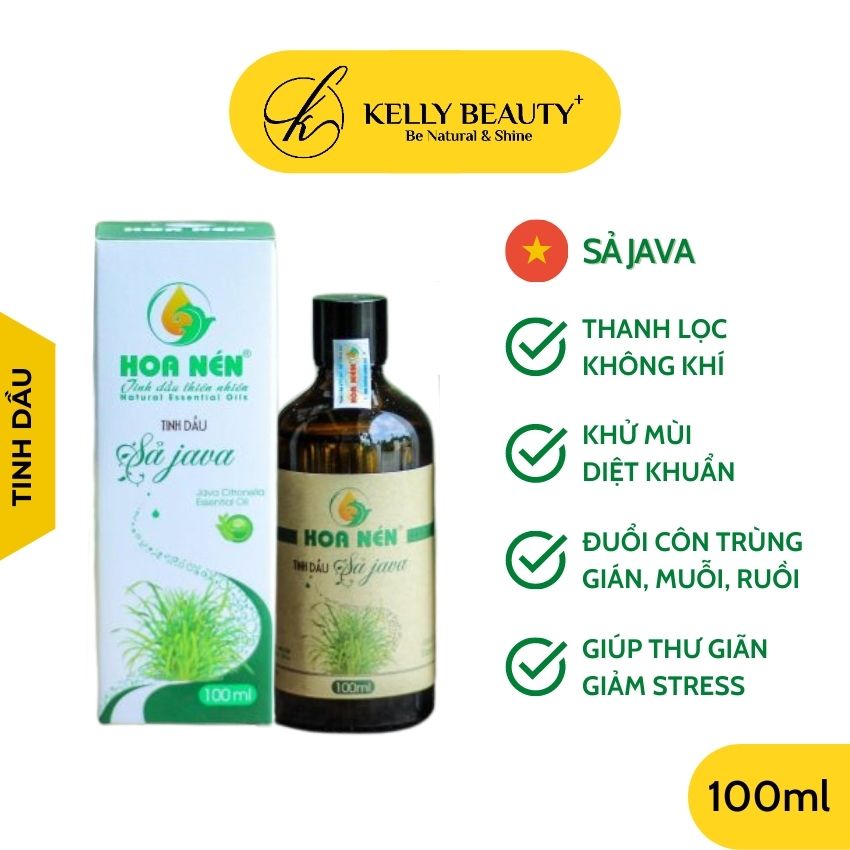 Tinh Dầu Sả Java HOA NÉN 100ml - Khử Mùi, Đuổi Muỗi Gián, Hỗ Trợ Giảm Đau Đầu, Đau Bụng | KELLY BEAUTY