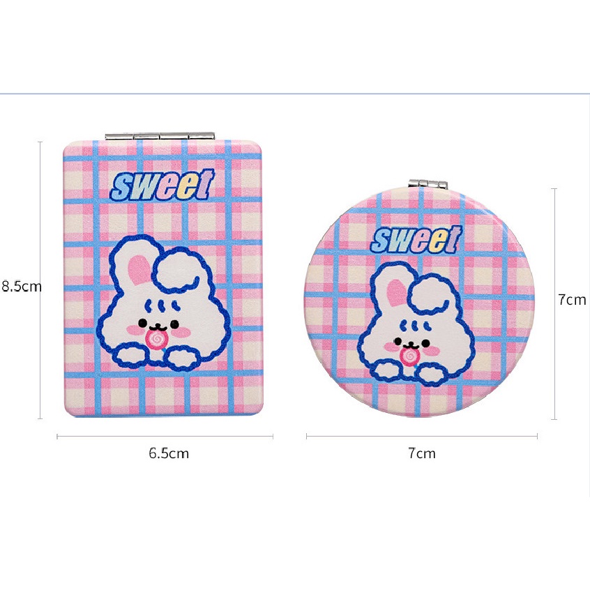 Gương gập mini hai mặt bỏ túi , họa tiết hoạt hình tiện lợi cực dễ thương LILA G2M