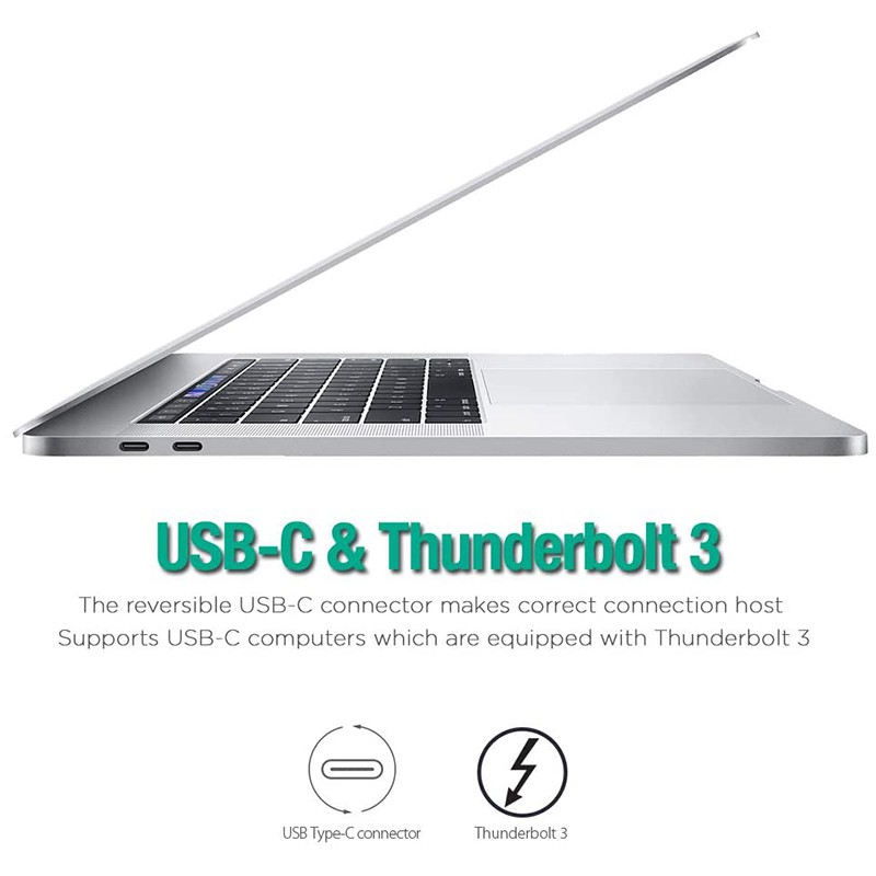 Cáp Sạc Nhanh 40gbps Pd 5a 100w 4k 5k Hd Cho Macbook Pro Imac Thunderbolt 3 (Black 3ft)