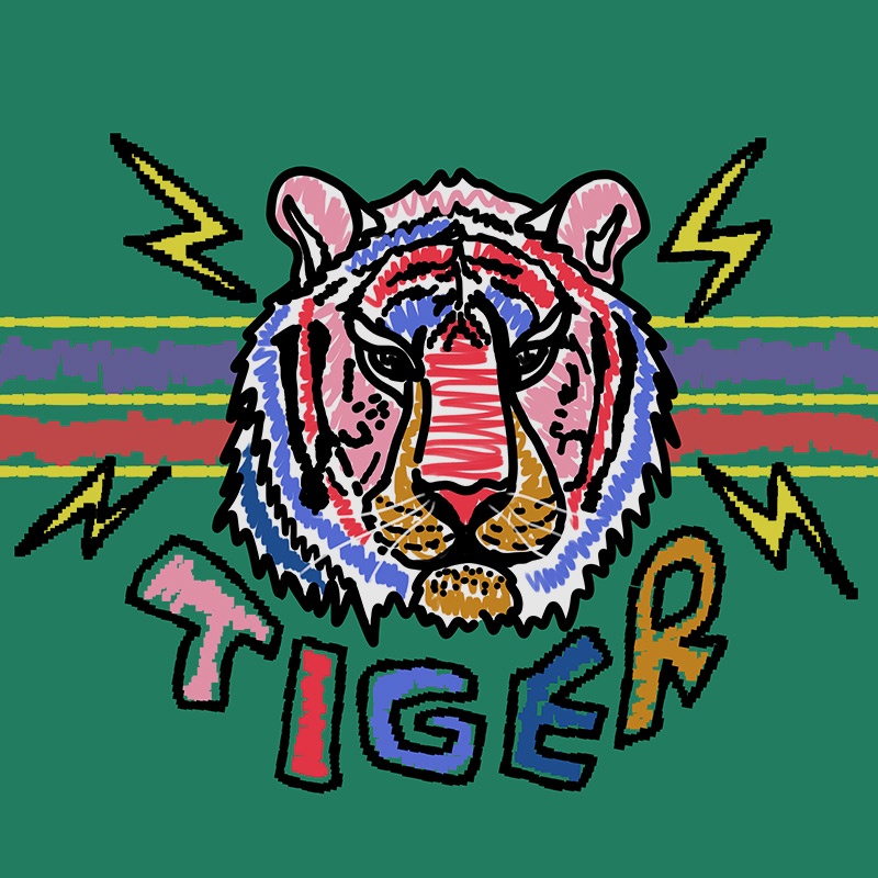 MAH Túi đeo vai Thiết kế in ấn thời trang Tiger Túi vải du lịch thông thường sức chức lớn dành cho cả nam và nữ