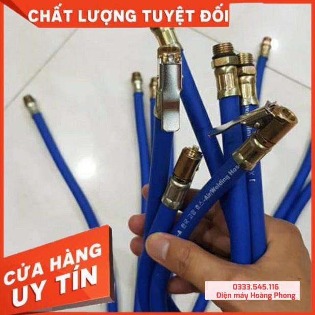 Dây vòi ống bơm lốp ô tô xe máy dạng đầu kẹp cao cấp, cực bền (màu xanh)