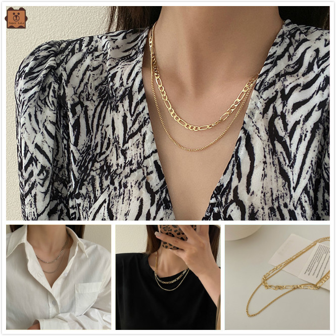 vòng cổ Hợp Kim Hai Lớp Phong Cách Vintage