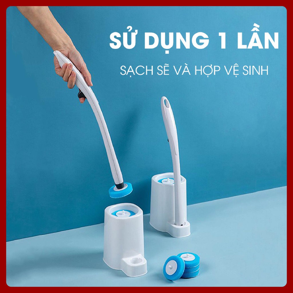 Cây chà bồn cầu đầu tròn dùng 1 lần vệ sinh nhà tắm đa năng Pulito