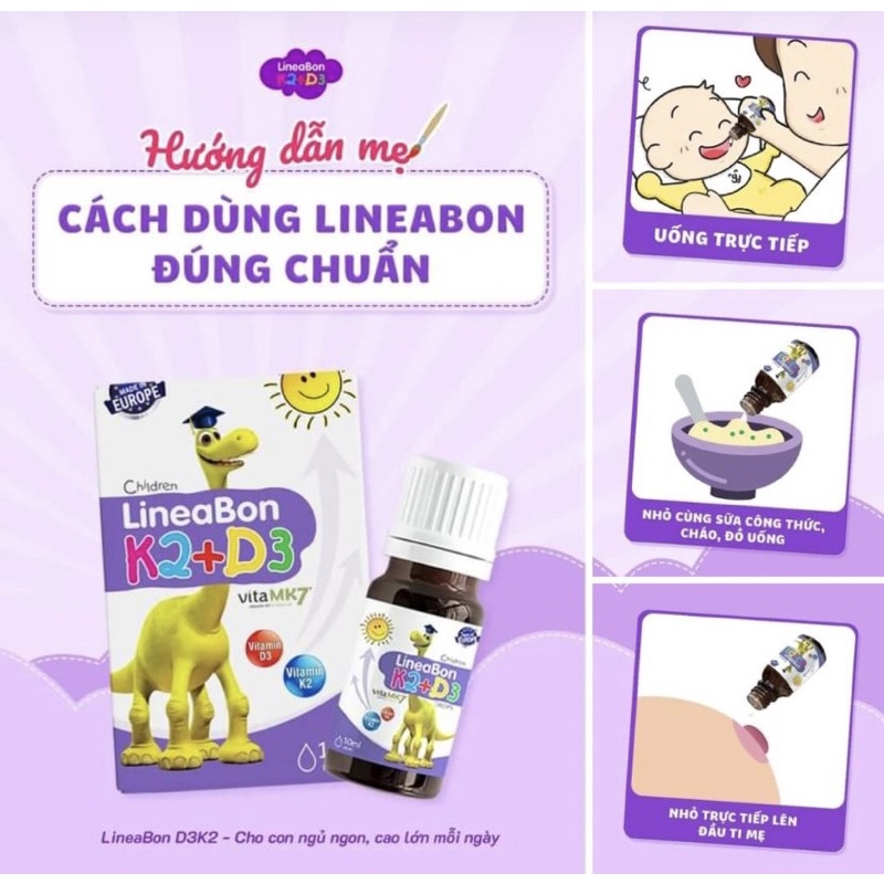 [ KÈM QUÀ TẶNG CHO BÉ] Vitamin K2 D3 LINEABON chính hãng [ Date mới nhất]