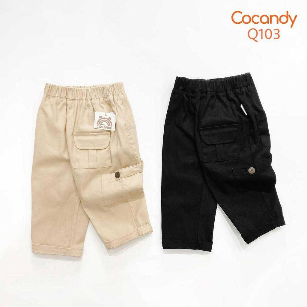 Quần cho bé -Quần dài kaki ĐEN, BE, TRẮNG 2 túi phối cúc cho bé của COCANDY mã Q1031,Q1032,Q1033