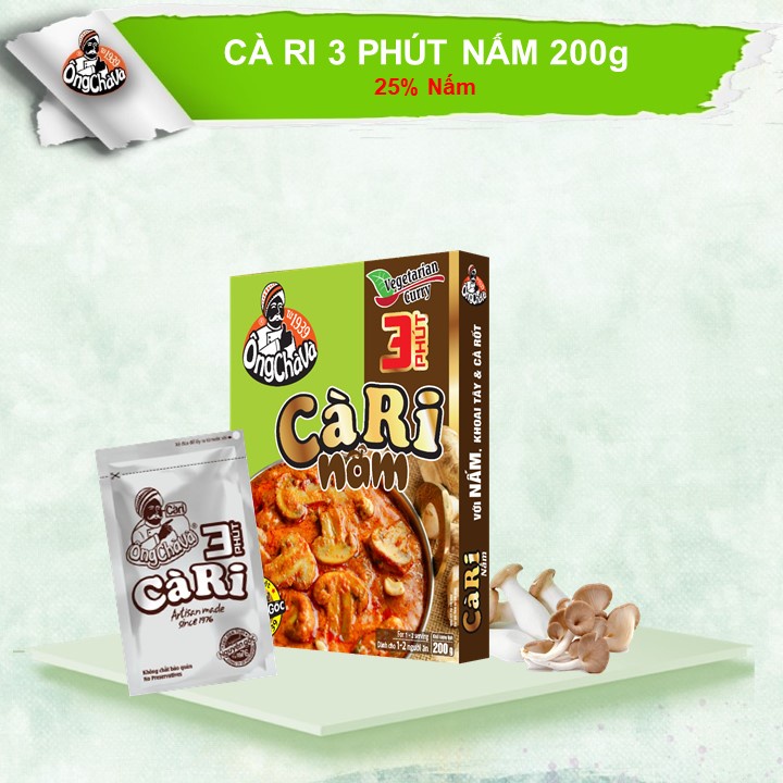 Cà Ri Nấm 3 Phút (Cà Ri Chay) Ông Chà Và 200g - Hâm Nóng 3 Phút - Phần Ăn Hoàn Chỉnh Cho 1-2 Người (Vegetarian Curry)