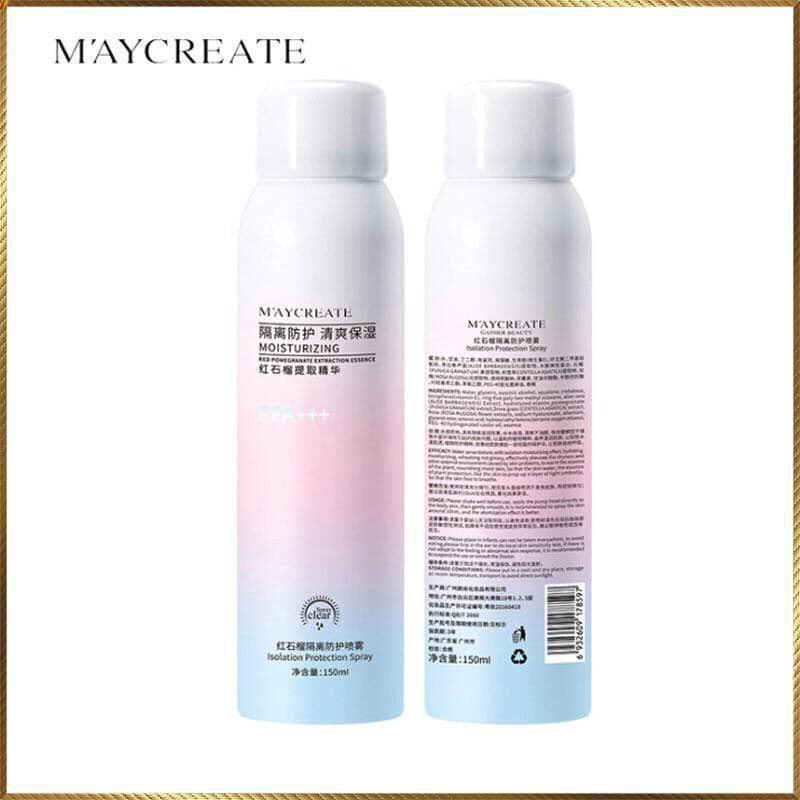 Xịt chống nắng trắng da MayCreate 150ml VT023