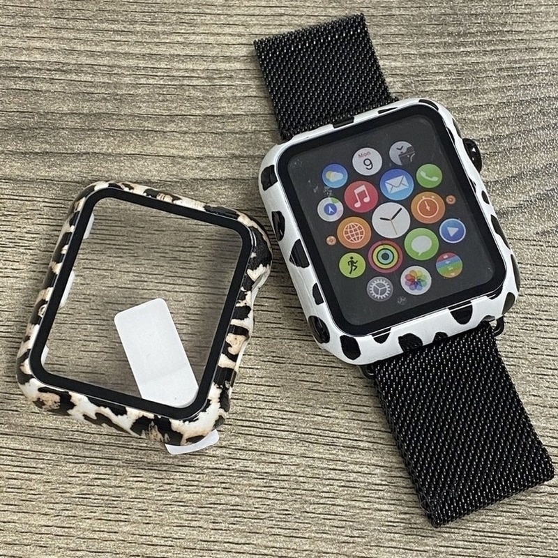 Ốp Bảo Vệ Màn Hình Đồng Hồ Thông Minh Apple Watch 45mm 41mm 44mm 42mm 40mm 38mm Series 7 SE 6 5 4 3 2 1 Họa Tiết Da Báo 2023