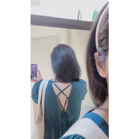 ĐẦM BABY DOLL ĐAN LƯNG XANH RÊU