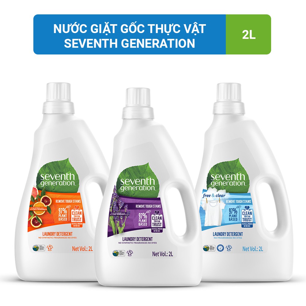 [Mã FMCGMALL - 8% đơn 250K] Nước giặt gốc thực vật Seventh Generation 2L (Chai)