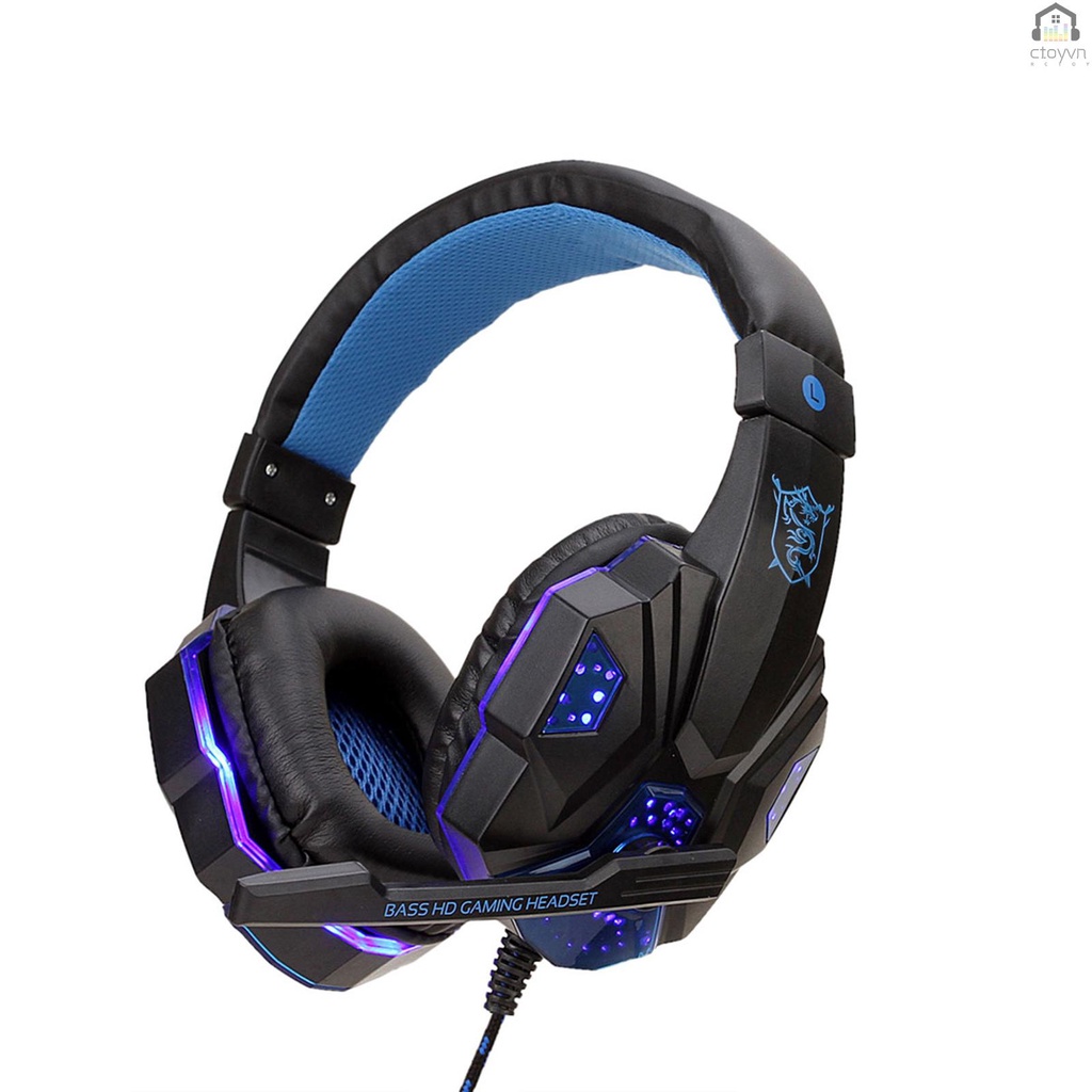 SY830MV Wired Computer Gaming Headphones Over-ear Game Headset with Microphone AUX+USB Port Volume Control for PC