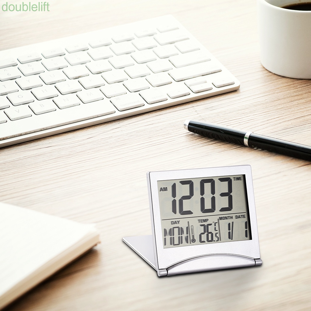 Đồng hồ báo thức điện tử màn hình LCD để bàn linh hoạt kèm vỏ bọc