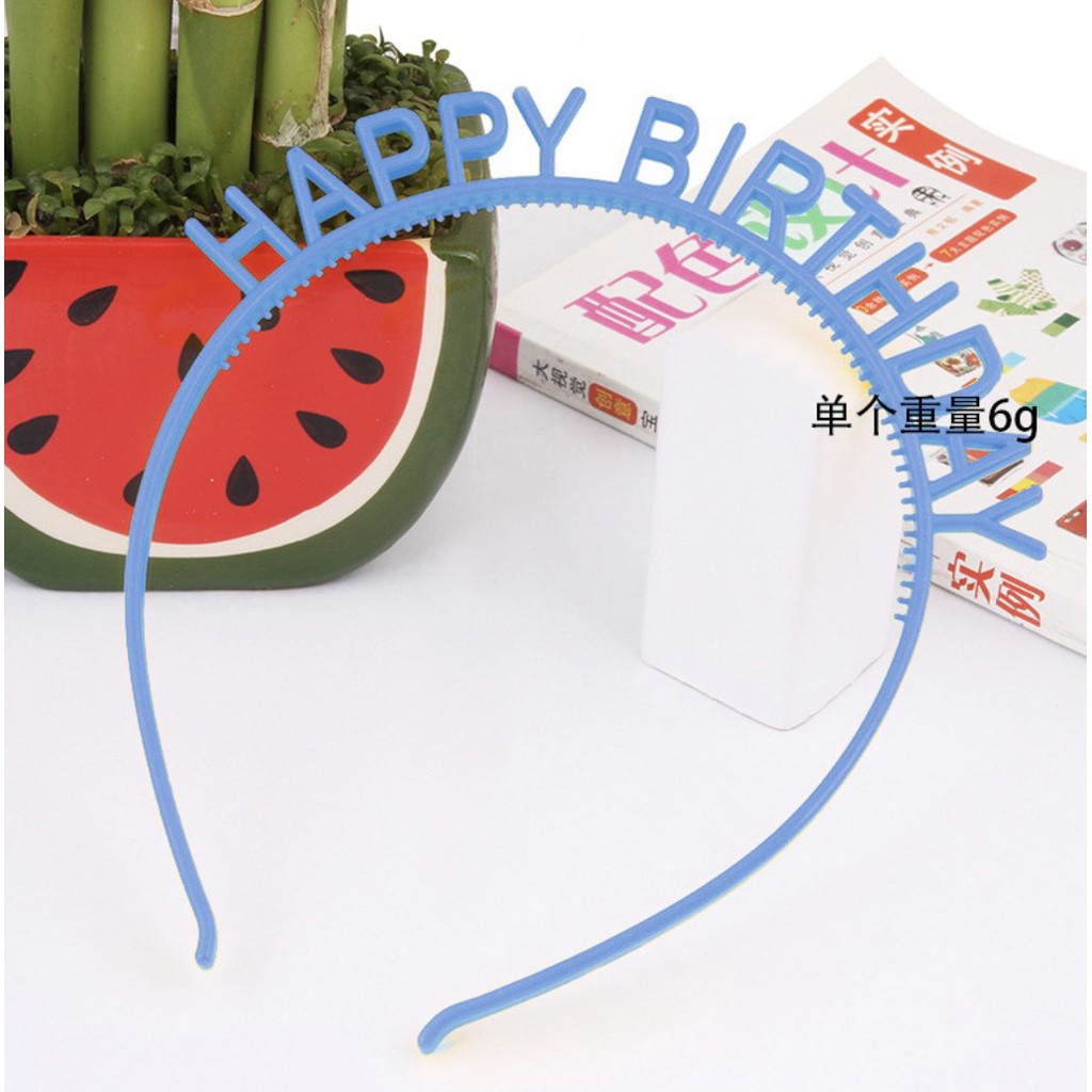 Phụ kiện sinh nhật - Bờm chữ happy birthday bằng nhựa đủ màu sắc