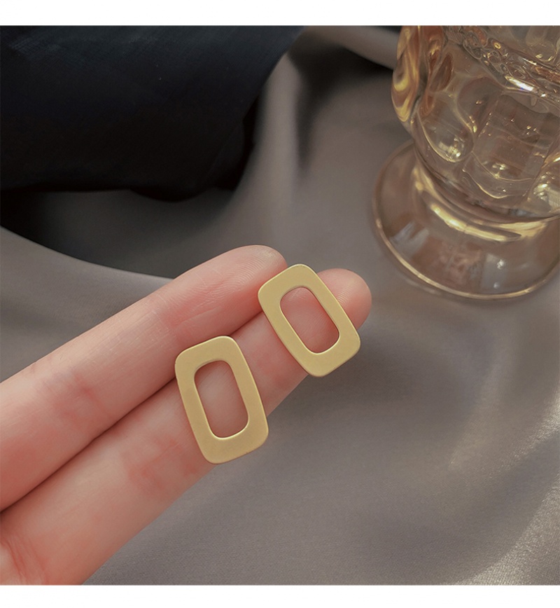 Bông Tai Kim Bạc Hình Vuông Phong Cách Retro Cho Nữ